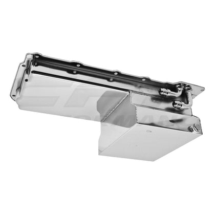 For Chevy Chevrolet GM LS Engine Chrome Steel 7 Quart 90 Degree Fitting Oil Pan