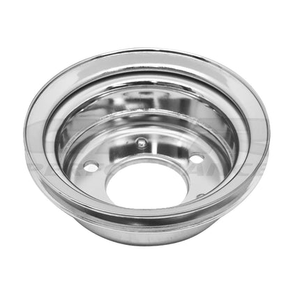 STEEL For 1965-1966 Ford Sb Crank Pulley 1 Groove - Chrome - Chrome