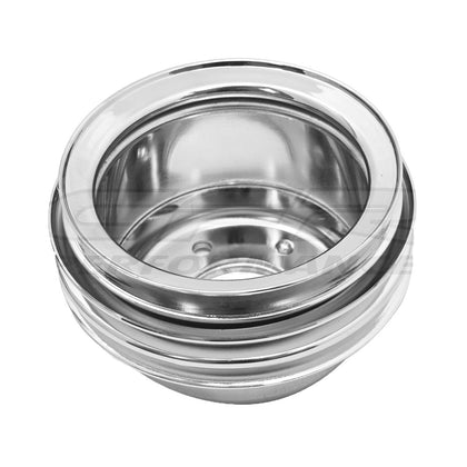 STEEL For 1965-1966 Ford Sb Crank Pulley 3 Groove - Chrome