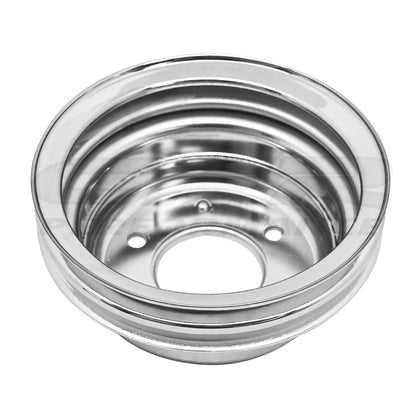 STEEL For 1964-1966 Ford Sb Crank Pulley 2 Groove - Chrome