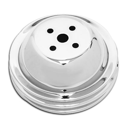 For 1955-68 Chevy Big Block Chrome Steel Water Pump Pulley - 2 Groove (Short)