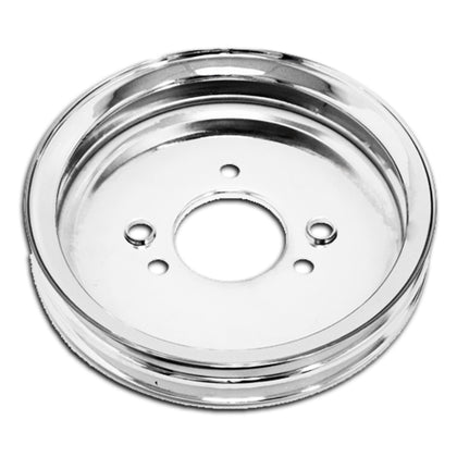 For 1955-68 CHEVY BIG BLOCK CHROME STEEL CRANK PULLEY - 2 GROOVE (SHORT)
