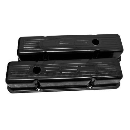 For 1958-86 Chevy Small Block 350 Tall Steel Valve Covers Edp Black W/ 350 Logo