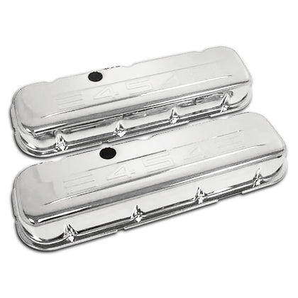 For 1965-95 Chevy Big Block Tall Steel Valve Covers W/ 454 Logo - Chrome