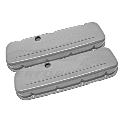 Steel For 65-95 Chevy Bb Short Valve Covers C.I.D 454 Logo Powder Coated - Gray