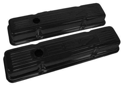 FOR 58-86 CHEVY SMALL BLOCK 327 TALL STEEL VALVE COVERS EDP BLACK WITH 327 LOGO