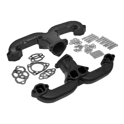 RAMS HORN KIT-SMALL BLOCK For Chevy-CERAMIC BLACK
