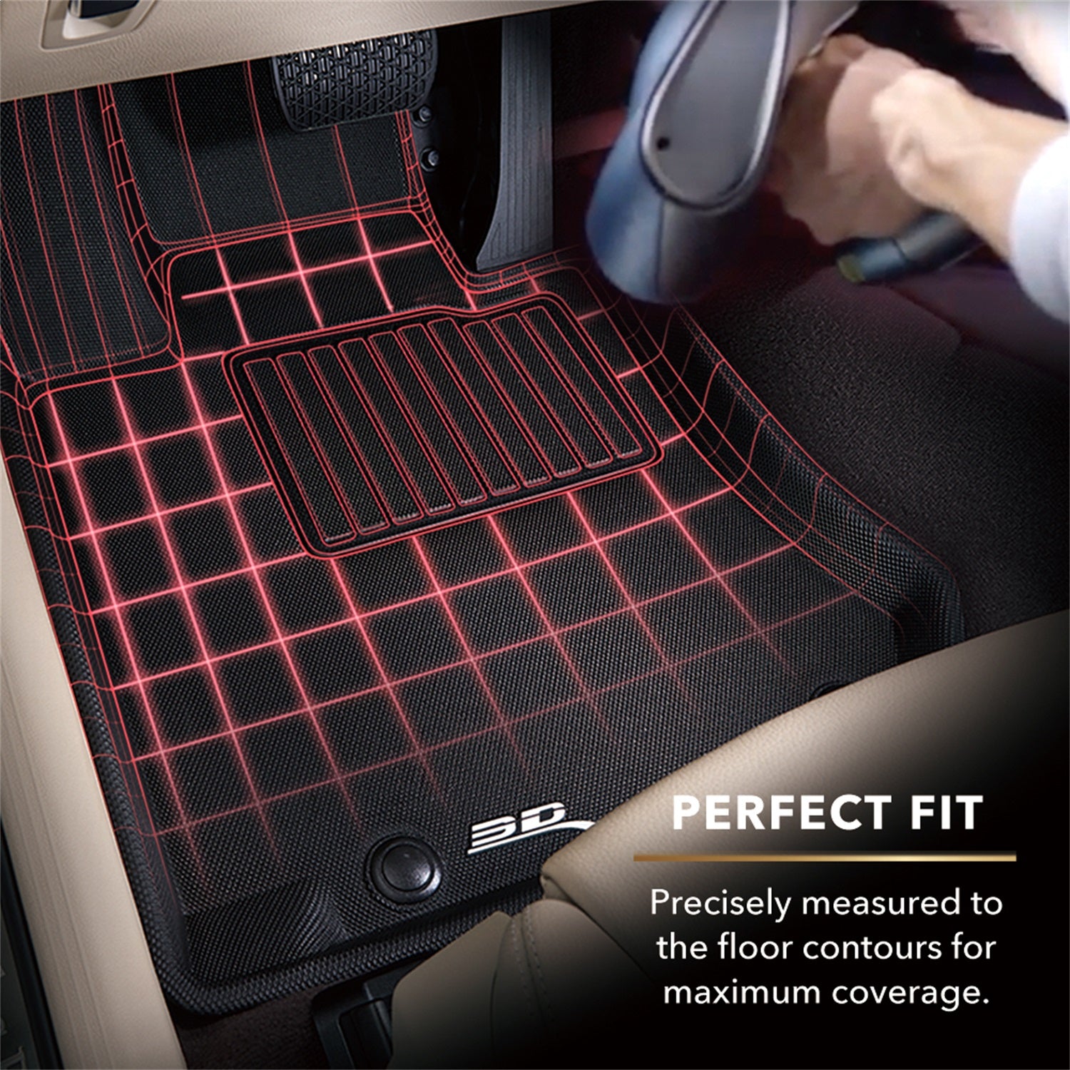 For 2014-2016 Hyundai Elantra R1 KAGU Carbon Pattern Tan All Weather Floor Mat