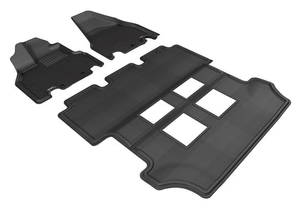 For 2011-2017 Honda Odyssey Kagu Black All Weather Front and Rear Floor Mat Set