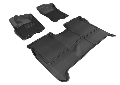 For 2009-2015 Nissan Titan Crew Cab Carbon Pattern Black All Weather Floor Mat