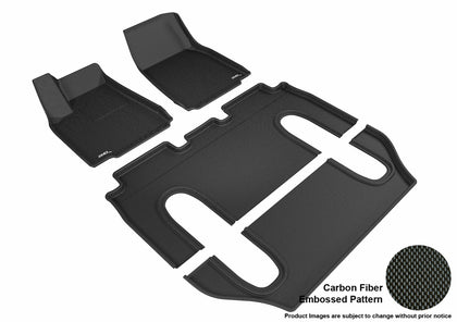 For 2016-2019 Tesla Model X R1 R2 R3 Carbon Pattern Black All Weather Floor Mat