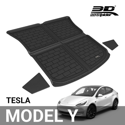 3D MAXpider Rubber Cargo Liner for 2020-2021 Tesla Model Y – Black Custom Fit All-Weather Kagu Series (NOT FIT 7-SEAT)