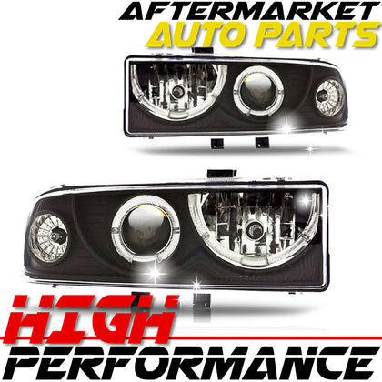 For Chevy 98-05 Blazer 98-04 S10 Halo Projector Black Housing Head Lights Lamps