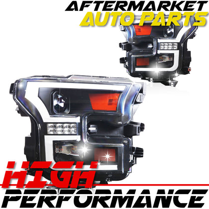For 2015-2017 Ford F-150 Projector DRL Headlight Black